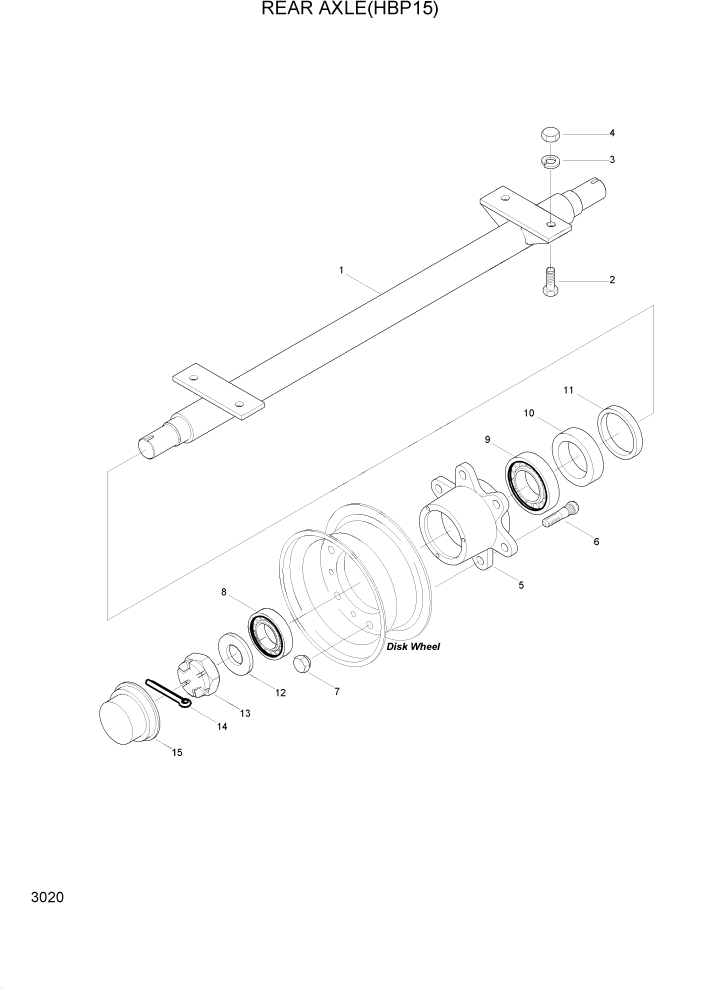 Схема запчастей Hyundai HBP15 - PAGE 3020 REAR AXLE(HBP15) РУЛЕВАЯ СИСТЕМА КОЛЕС