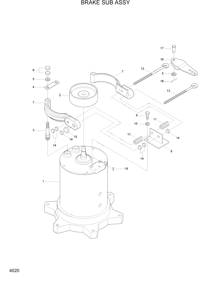 Схема запчастей Hyundai HBP15 - PAGE 4020 BRAKE SUB ASSY СИСТЕМА УПРАВЛЕНИЯ