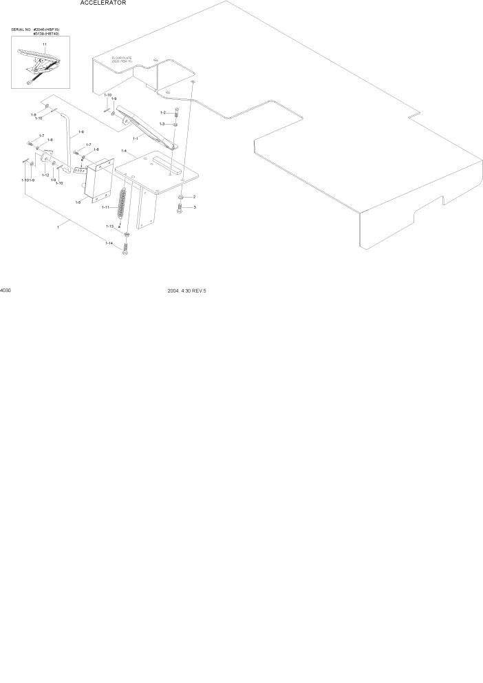 Схема запчастей Hyundai HBP15 - PAGE 4030 ACCELERATOR СИСТЕМА УПРАВЛЕНИЯ