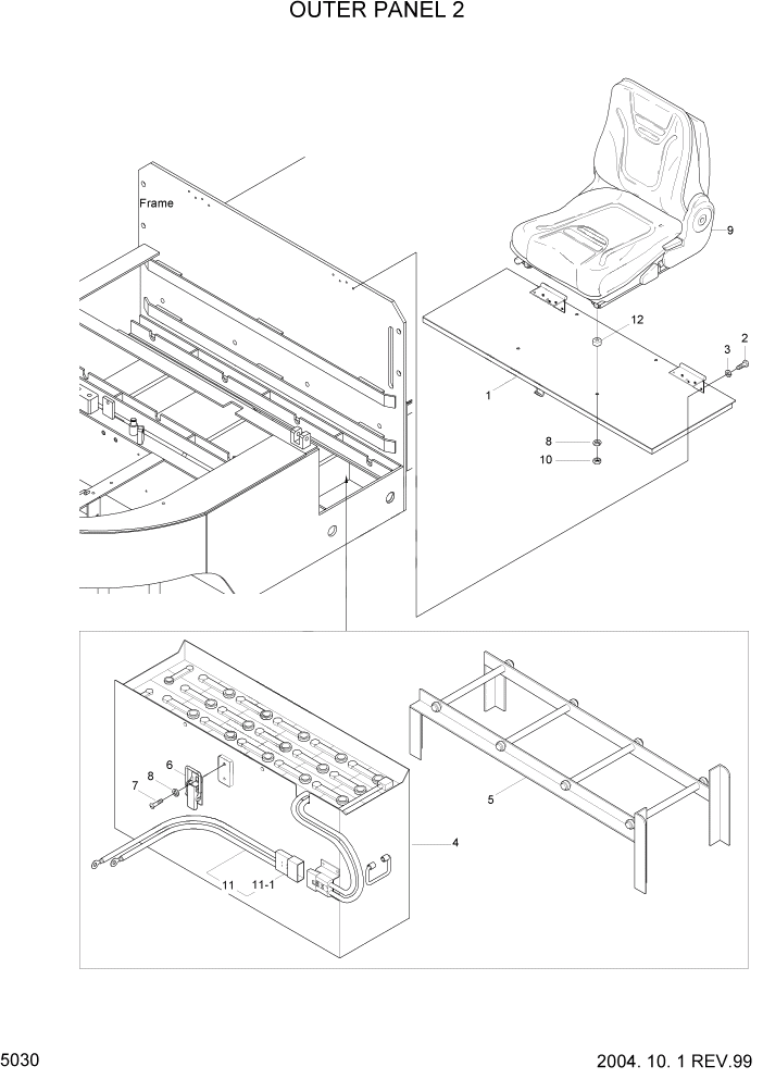 Схема запчастей Hyundai HBP15 - PAGE 5030 OUTER PANEL 2 РАМА & КОРПУС