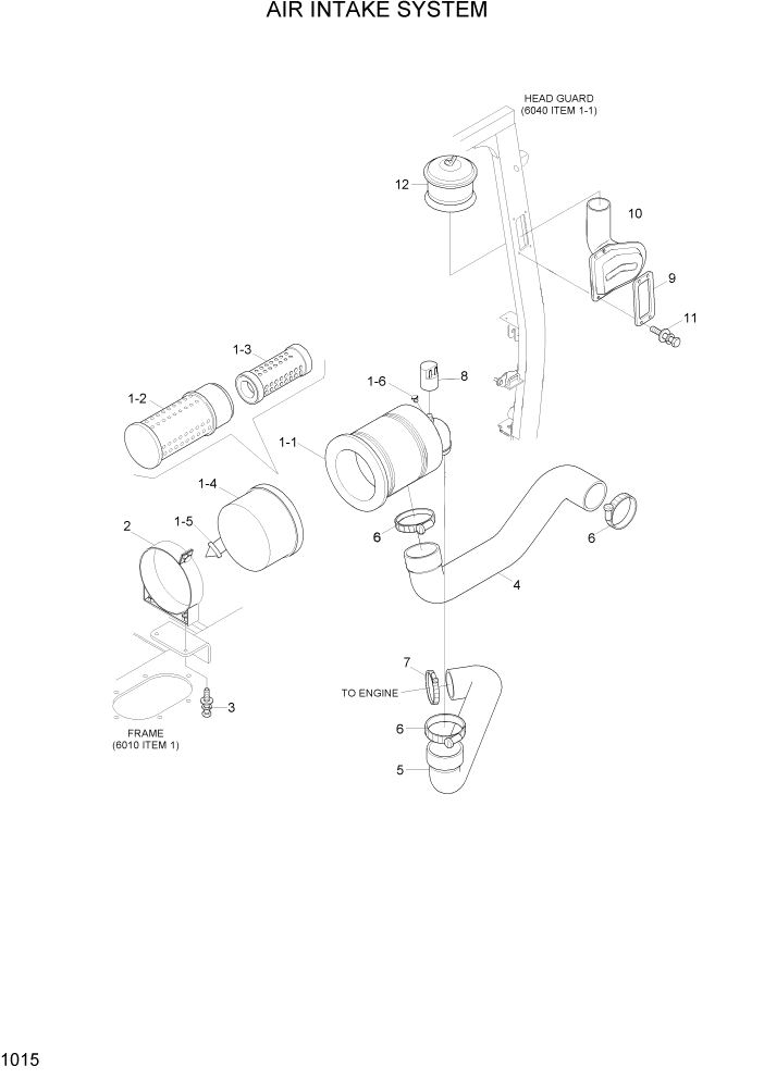 Схема запчастей Hyundai 15G/18G/20GA-7 - PAGE 1015 AIR INTAKE SYSTEM СИСТЕМА ДВИГАТЕЛЯ