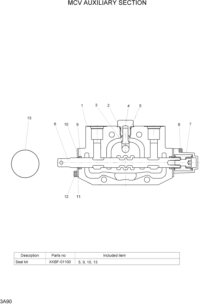 Схема запчастей Hyundai 15G/18G/20GA-7 - PAGE 3A90 MCV AUXILIARY SECTION ГИДРАВЛИЧЕСКАЯ СИСТЕМА