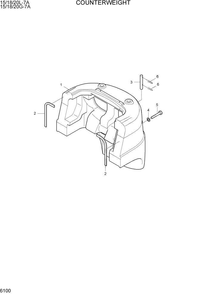 Схема запчастей Hyundai 15/18/20G-7A - PAGE 6100 COUNTERWEIGHT СТРУКТУРА