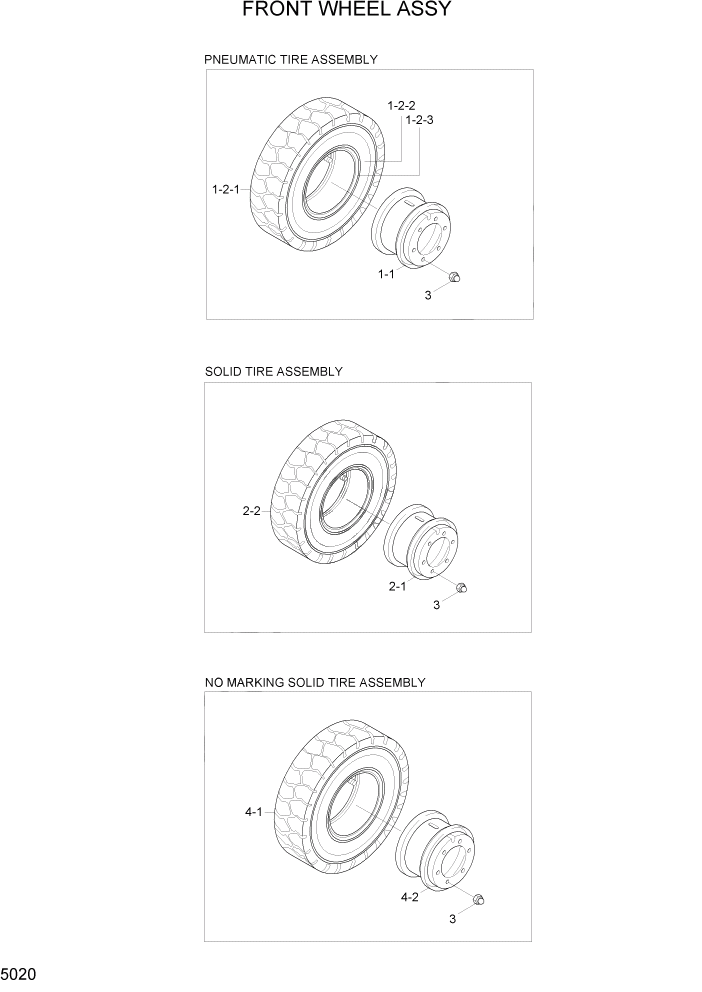 Схема запчастей Hyundai 15L/18L/20LA - PAGE 5020 FRONT WHEEL ASSY СИСТЕМА УПРАВЛЕНИЯ