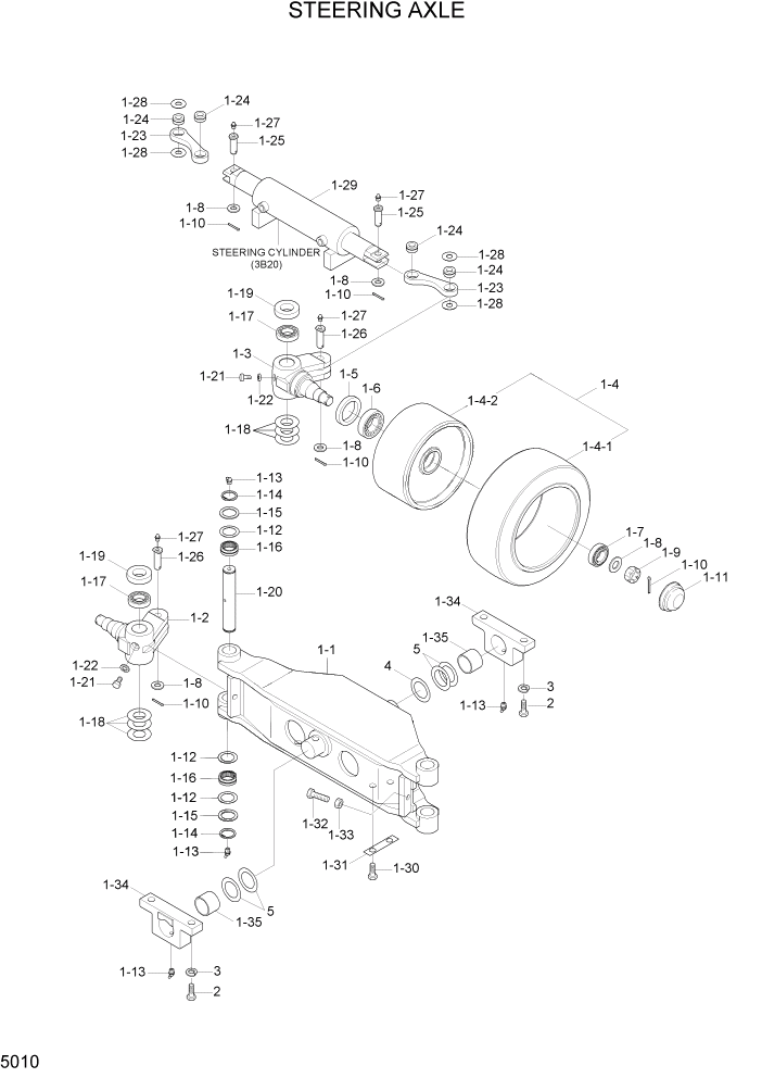 Схема запчастей Hyundai 15LC/18LC/20LCA-7 - PAGE 5010 STEERING AXLE СИСТЕМА УПРАВЛЕНИЯ