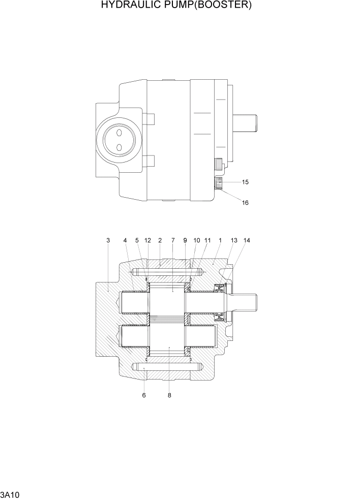 Схема запчастей Hyundai 20/25/30G-7 - PAGE 3A10 HYDRAULIC PUMP(BOOSTER) ГИДРАВЛИЧЕСКАЯ СИСТЕМА