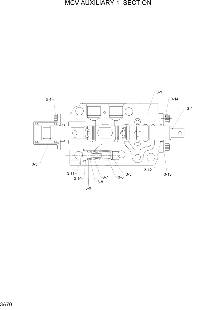 Схема запчастей Hyundai 20/25/30G-7 - PAGE 3A70 MCV AUXILIARY 1 SECTION ГИДРАВЛИЧЕСКАЯ СИСТЕМА