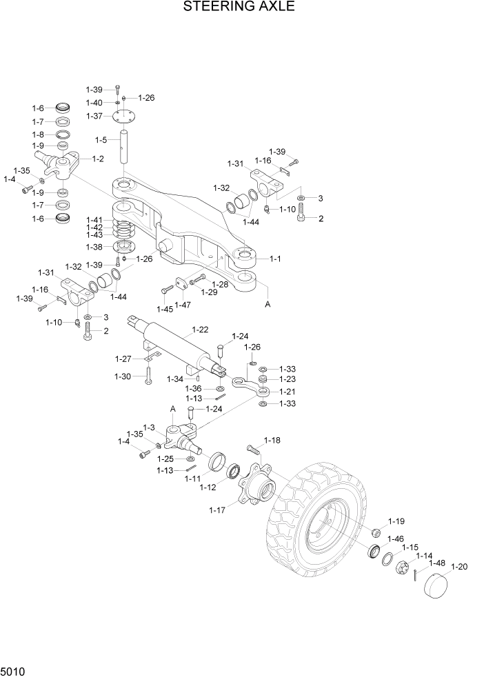 Схема запчастей Hyundai 20/25/30L-7 - PAGE 5010 STEERING AXLE СИСТЕМА УПРАВЛЕНИЯ