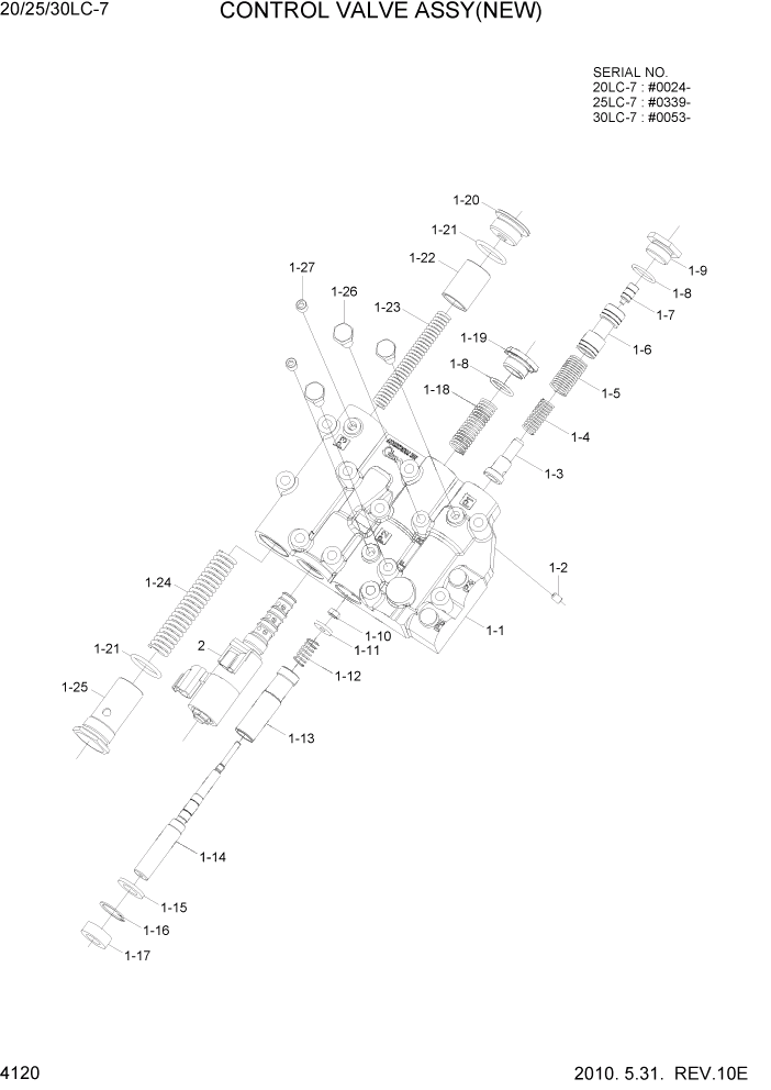 Схема запчастей Hyundai 20/25/30LC-7 - PAGE 4120 CONTROL VALVE ASSY(NEW) СИЛОВАЯ СИСТЕМА