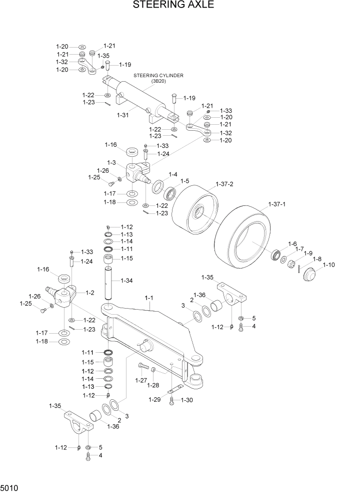 Схема запчастей Hyundai 20/25/30LC-7 - PAGE 5010 STEERING AXLE СИСТЕМА УПРАВЛЕНИЯ
