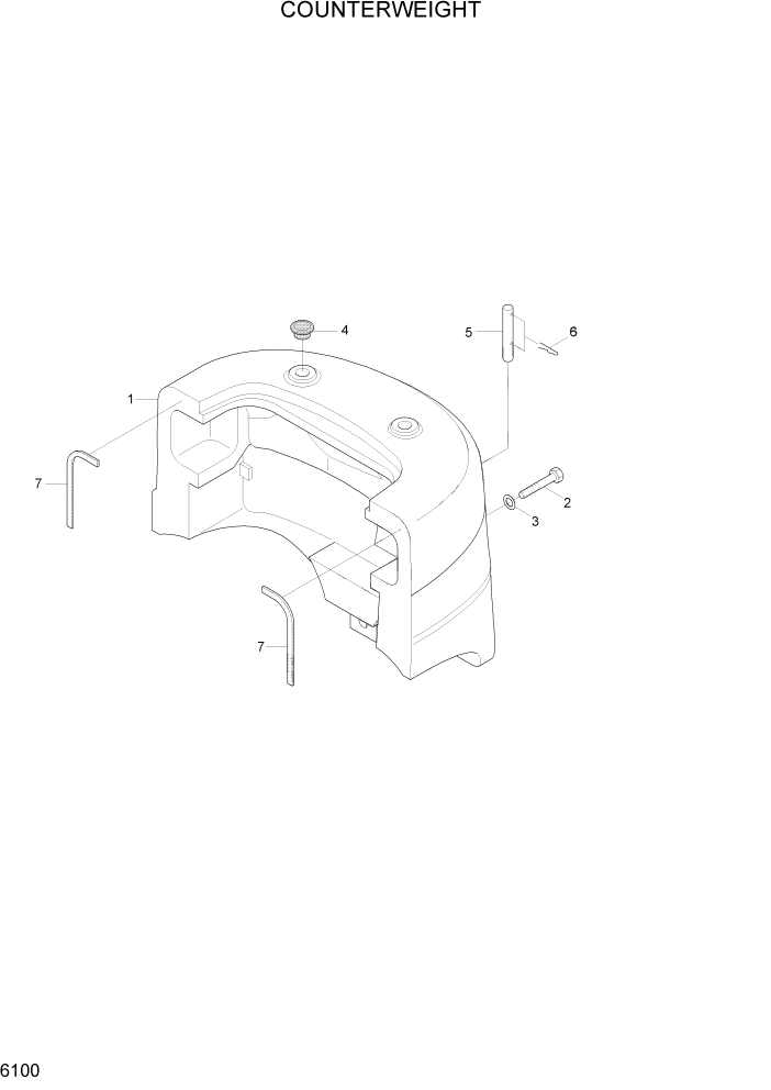 Схема запчастей Hyundai 20/25/30LC-7 - PAGE 6100 COUNTERWEIGHT СТРУКТУРА
