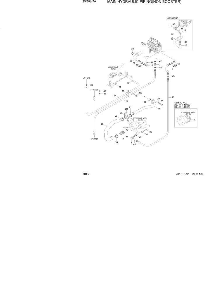 Схема запчастей Hyundai 25/30L-7A - PAGE 3045 MAIN HYDRAULIC PIPING(NON BOOSTER) ГИДРАВЛИЧЕСКАЯ СИСТЕМА