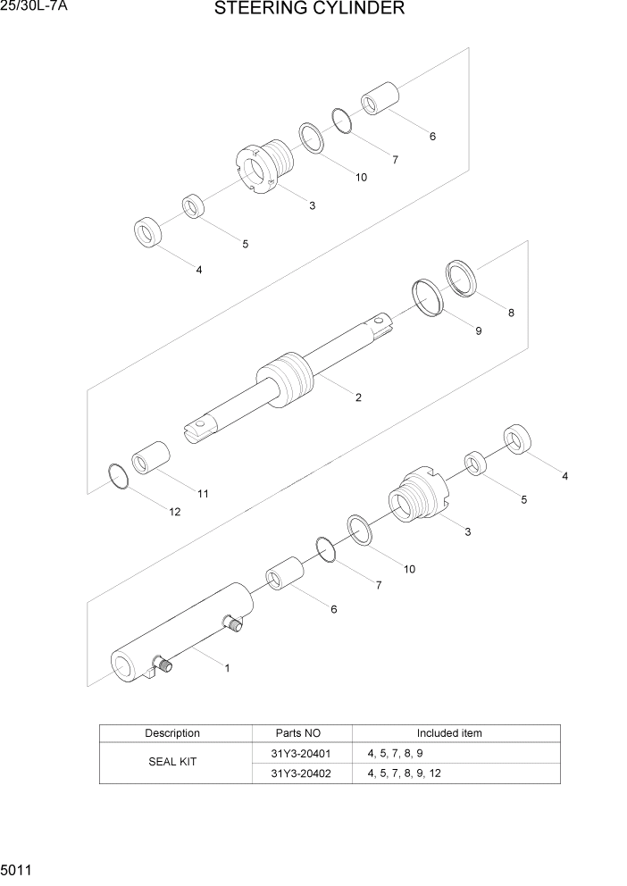 Схема запчастей Hyundai 25/30L-7A - PAGE 5011 STEERING CYLINDER СИСТЕМА УПРАВЛЕНИЯ