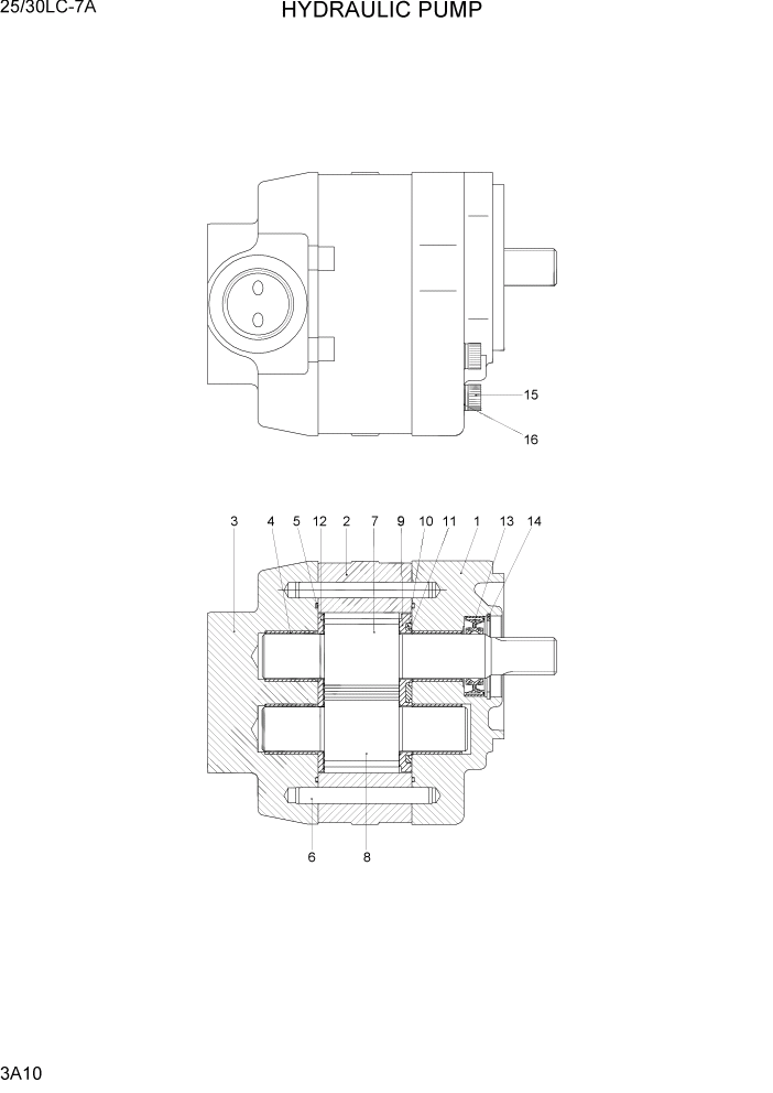 Схема запчастей Hyundai 25/30LC-7A - PAGE 3A10 HYDRAULIC PUMP ГИДРАВЛИЧЕСКАЯ СИСТЕМА