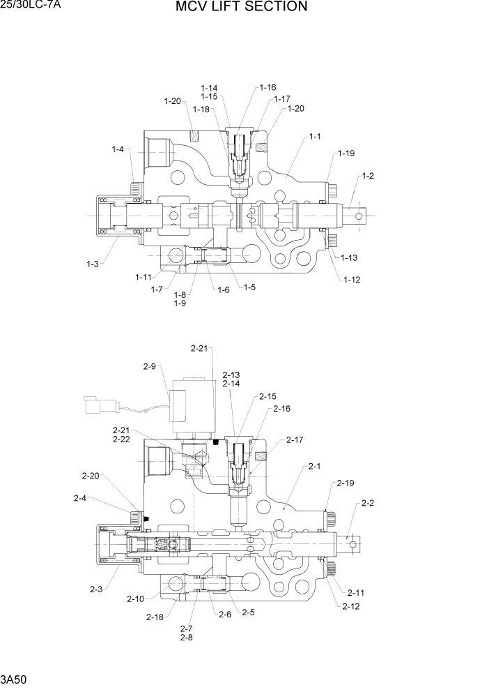 Схема запчастей Hyundai 25/30LC-7A - PAGE 3A50 MCV LIFT SECTION ГИДРАВЛИЧЕСКАЯ СИСТЕМА