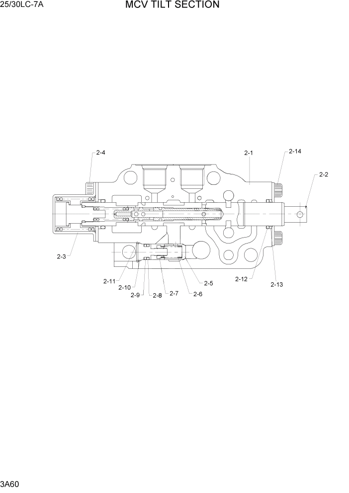 Схема запчастей Hyundai 25/30LC-7A - PAGE 3A60 MCV TILT SECTION ГИДРАВЛИЧЕСКАЯ СИСТЕМА