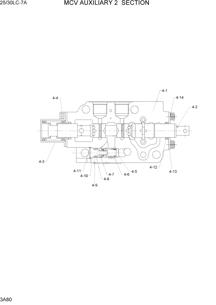 Схема запчастей Hyundai 25/30LC-7A - PAGE 3A80 MCV AUXILIARY 2 SECTION ГИДРАВЛИЧЕСКАЯ СИСТЕМА