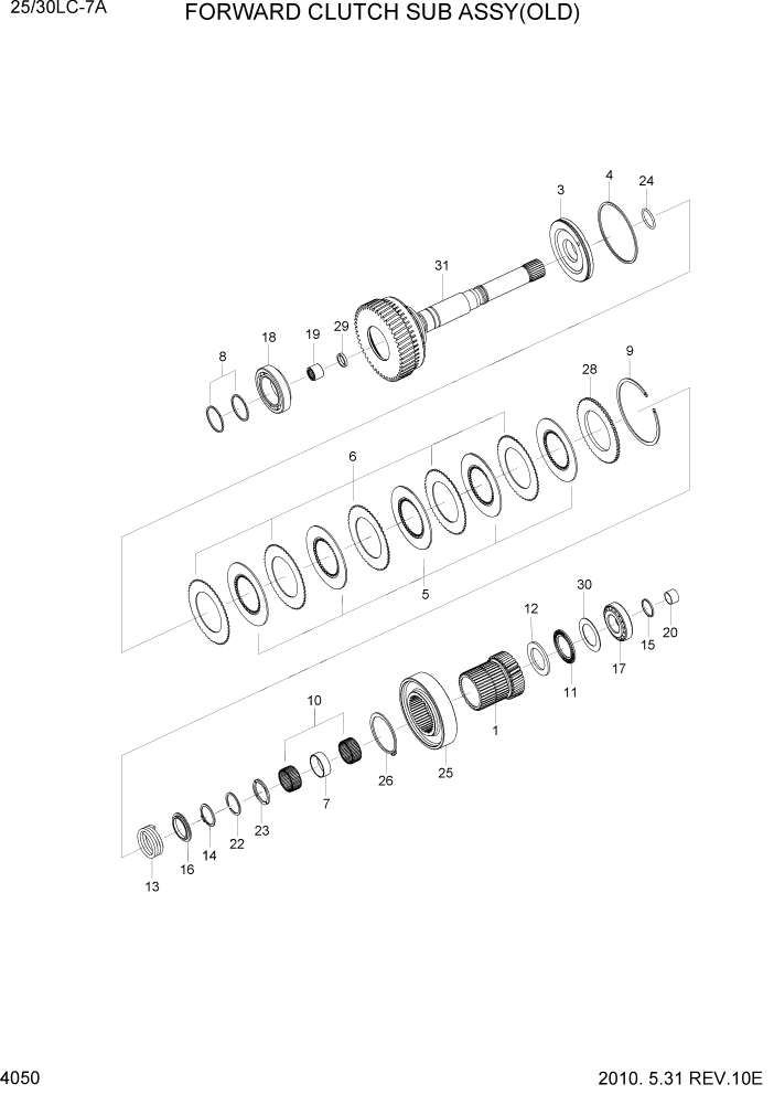 Схема запчастей Hyundai 25/30LC-7A - PAGE 4050 FORWARD CLUTCH SUB ASSY(OLD) СИЛОВАЯ СИСТЕМА
