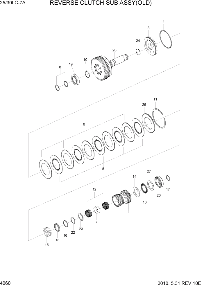 Схема запчастей Hyundai 25/30LC-7A - PAGE 4060 REVERSE CLUTCH SUB ASSY(OLD) СИЛОВАЯ СИСТЕМА