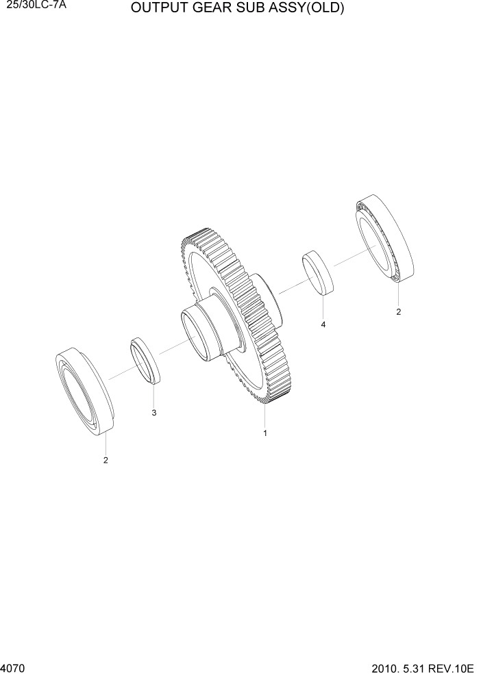 Схема запчастей Hyundai 25/30LC-7A - PAGE 4070 OUTPUT GEAR SUB ASSY(OLD) СИЛОВАЯ СИСТЕМА