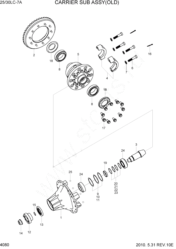 Схема запчастей Hyundai 25/30LC-7A - PAGE 4080 CARRIER SUB ASSY(OLD) СИЛОВАЯ СИСТЕМА