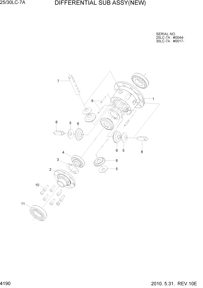 Схема запчастей Hyundai 25/30LC-7A - PAGE 4190 DIFFERENTIAL ASSY(NEW) СИЛОВАЯ СИСТЕМА