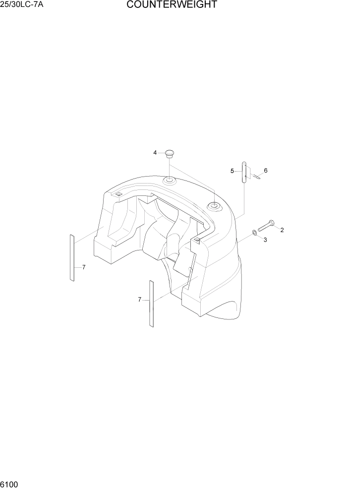 Схема запчастей Hyundai 25/30LC-7A - PAGE 6100 COUNTERWEIGHT СТРУКТУРА