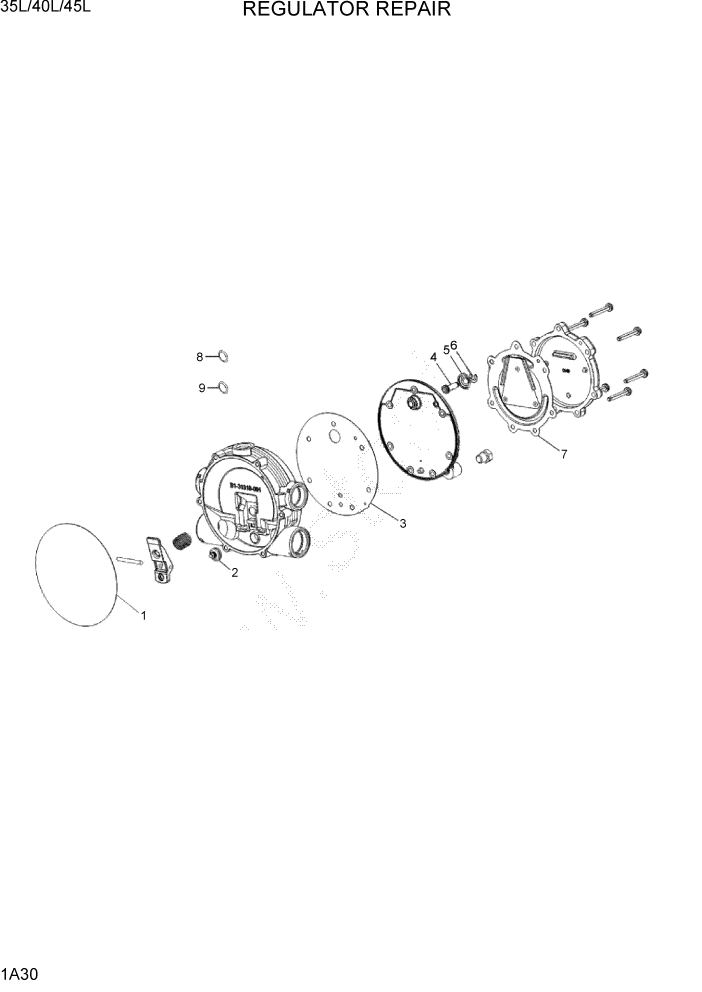 Схема запчастей Hyundai 35/40/45L - PAGE 1A30 REGULATOR REPAIR СИСТЕМА ДВИГАТЕЛЯ