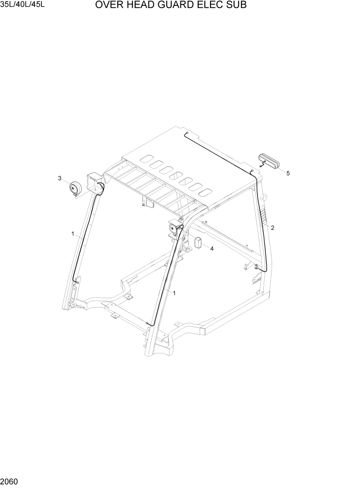 Схема запчастей Hyundai 35/40/45L - PAGE 2060 OVER HEAD GUARD ELEC SUB ЭЛЕКТРИЧЕСКАЯ СИСТЕМА