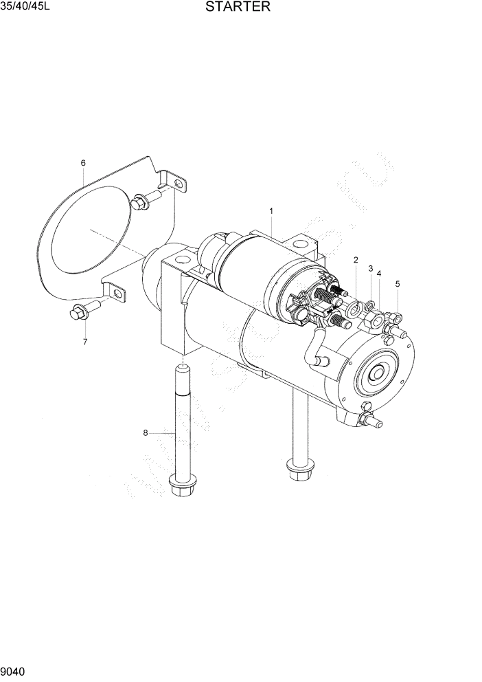 Схема запчастей Hyundai 35/40/45L - PAGE 9040 STARTER ДВИГАТЕЛЬ БАЗА