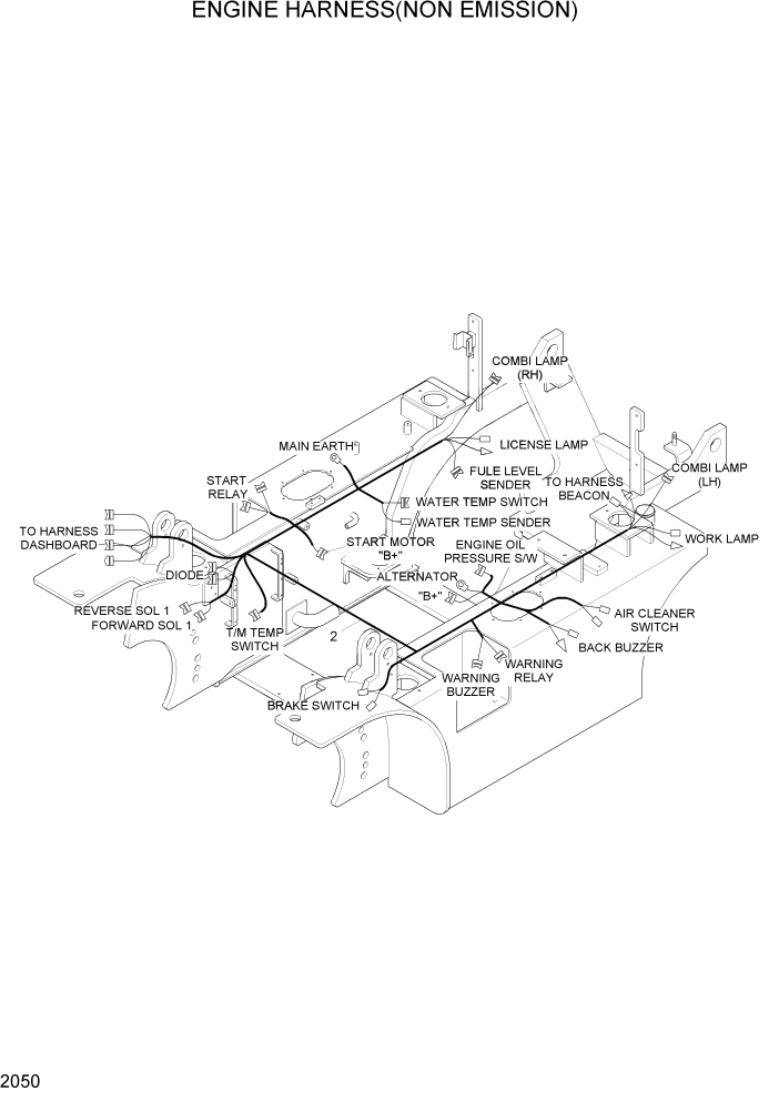 Схема запчастей Hyundai HLF15/HLF18-5 - PAGE 2050 ENGINE HARNESS(NON EMISSION) ЭЛЕКТРИЧЕСКАЯ СИСТЕМА