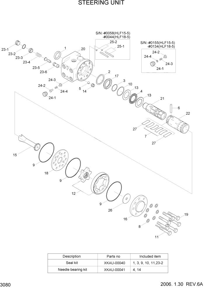 Схема запчастей Hyundai HLF15/HLF18-5 - PAGE 3080 STEERING UNIT ГИДРАВЛИЧЕСКАЯ СИСТЕМА
