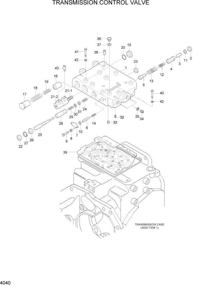Схема запчастей Hyundai HLF15/HLF18-5 - PAGE 4040 TRANSMISSION CONTROL VALVE СИЛОВАЯ СИСТЕМА