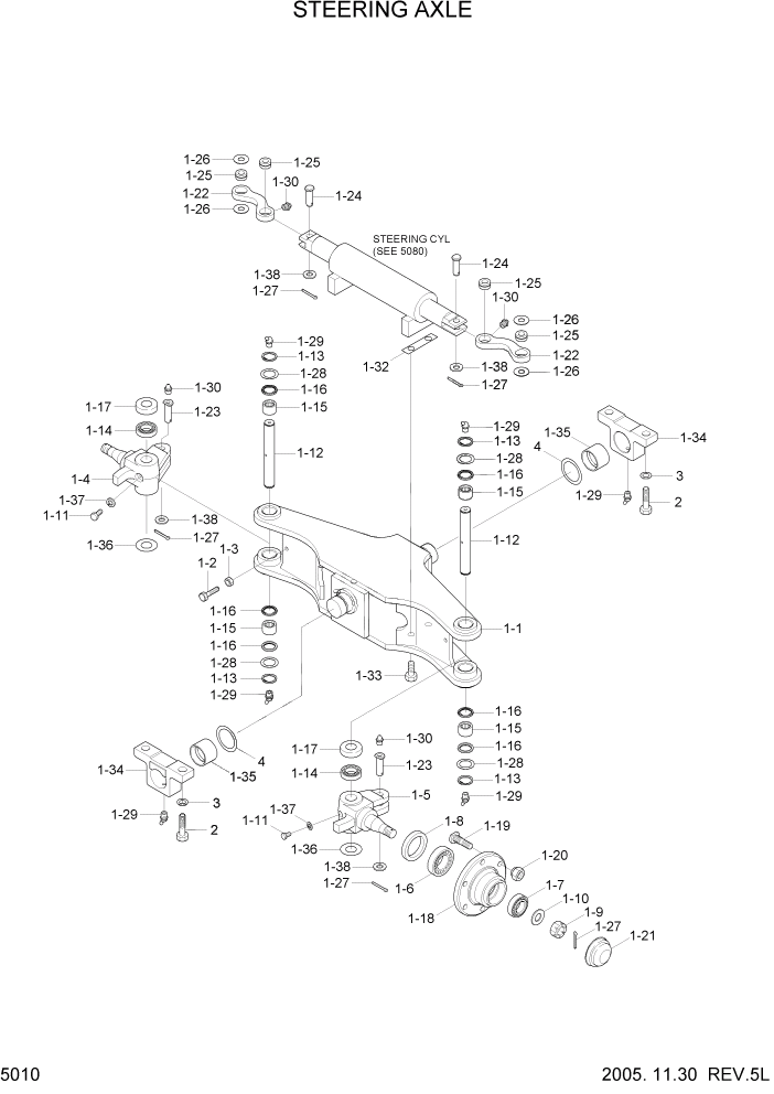 Схема запчастей Hyundai HLF15/HLF18-5 - PAGE 5010 STEERING AXLE СИСТЕМА УПРАВЛЕНИЯ
