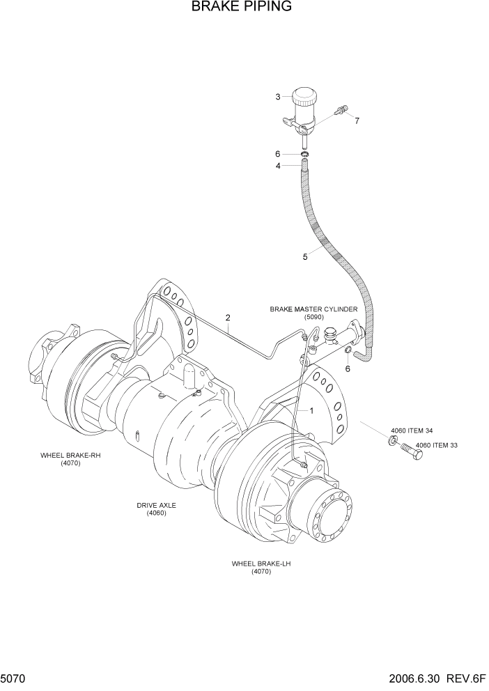 Схема запчастей Hyundai HLF15/HLF18-5 - PAGE 5070 BRAKE PIPING СИСТЕМА УПРАВЛЕНИЯ