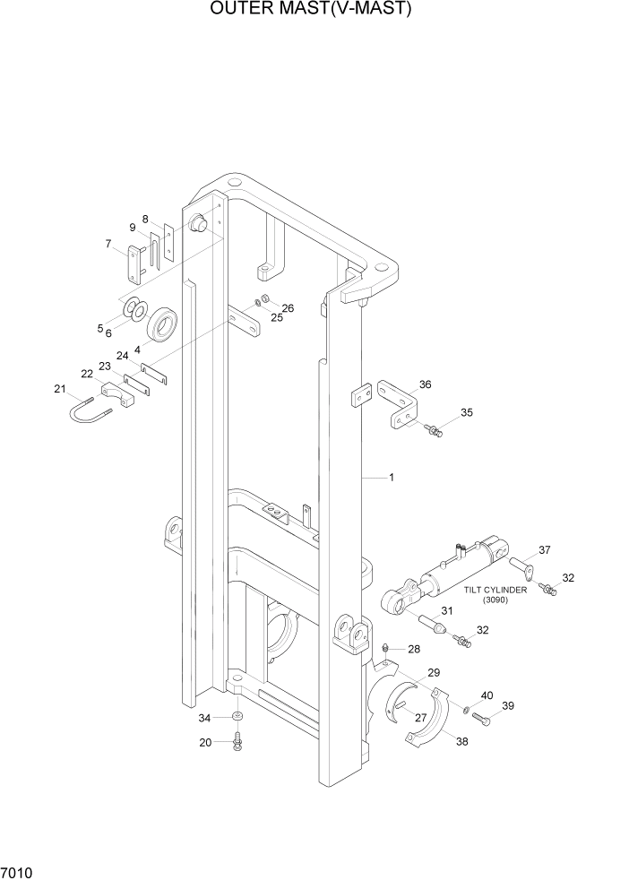 Схема запчастей Hyundai HLF15/HLF18-5 - PAGE 7010 OUTER MAST(V-MAST, STD) РАБОЧЕЕ ОБОРУДОВАНИЕ
