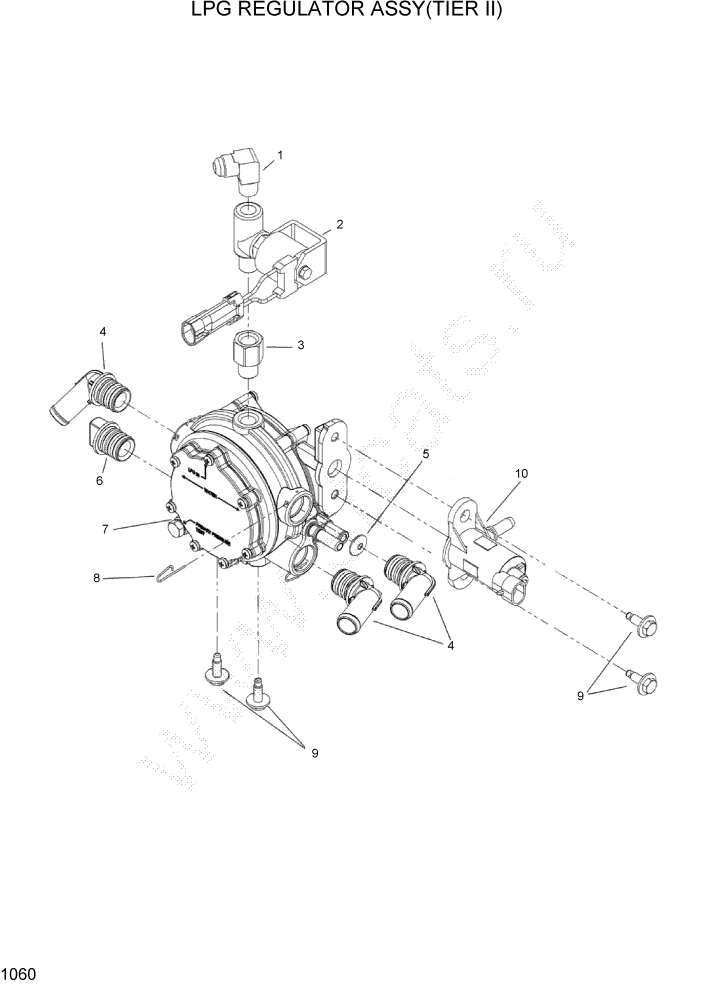 Схема запчастей Hyundai HLF15/HLF18C-5 - PAGE 1060 LPG REGULATOR ASSY(TIER II) СИСТЕМА ДВИГАТЕЛЯ
