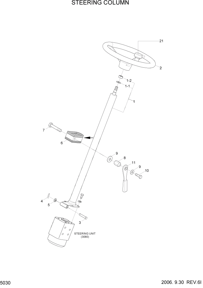 Схема запчастей Hyundai HLF15/HLF18C-5 - PAGE 5030 STEERING COLUMN СИСТЕМА УПРАВЛЕНИЯ