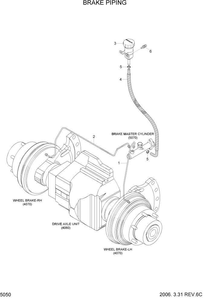 Схема запчастей Hyundai HLF15/HLF18C-5 - PAGE 5050 BRAKE PIPING СИСТЕМА УПРАВЛЕНИЯ