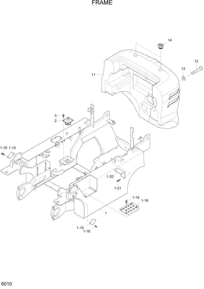 Схема запчастей Hyundai HLF15/HLF18C-5 - PAGE 6010 FRAME СТРУКТУРА