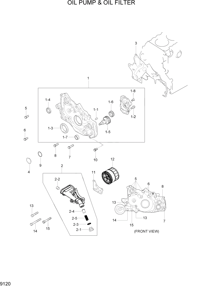 Схема запчастей Hyundai HLF15/HLF18C-5 - PAGE 9120 OIL PUMP & OIL FILTER ДВИГАТЕЛЬ БАЗА