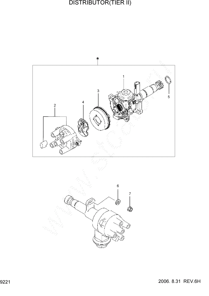 Схема запчастей Hyundai HLF20/HLF25/HLF30-5 - PAGE 9221 DISTRIBUTOR(TIER II) ДВИГАТЕЛЬ БАЗА