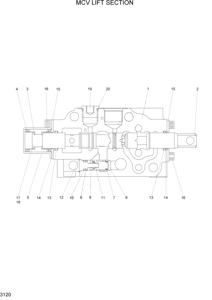 Схема запчастей Hyundai HLF20/HLF25/HLF30C-5 - PAGE 3120 MCV LIFT SECTION ГИДРАВЛИЧЕСКАЯ СИСТЕМА