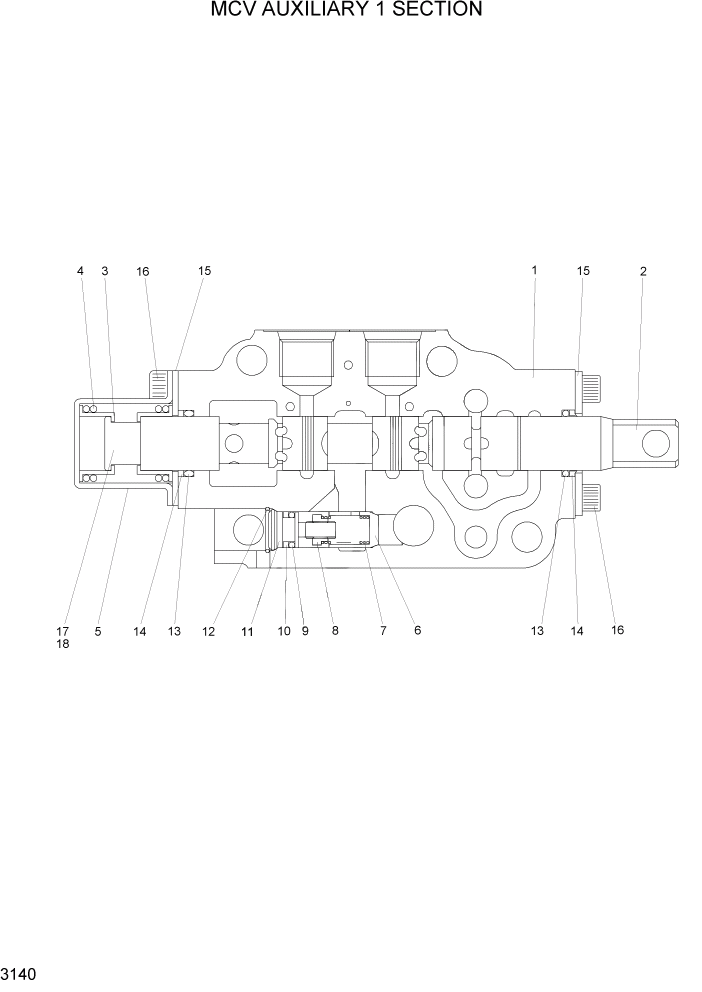 Схема запчастей Hyundai HLF20/HLF25/HLF30C-5 - PAGE 3140 MCV AUXILIARY 1 SECTION ГИДРАВЛИЧЕСКАЯ СИСТЕМА