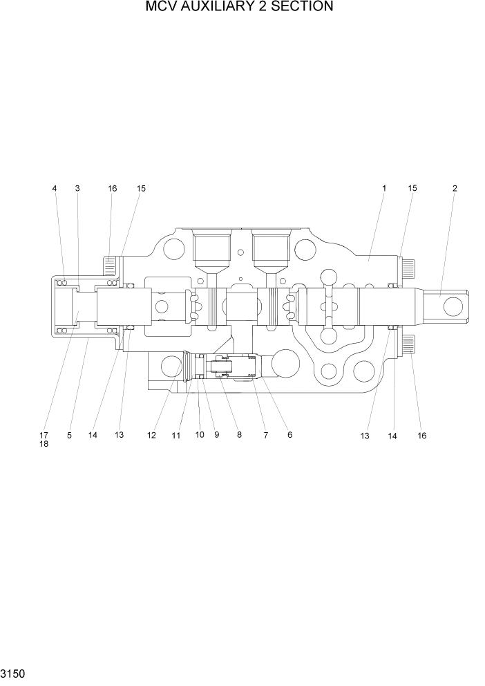 Схема запчастей Hyundai HLF20/HLF25/HLF30C-5 - PAGE 3150 MCV AUXILIARY 2 SECTION ГИДРАВЛИЧЕСКАЯ СИСТЕМА