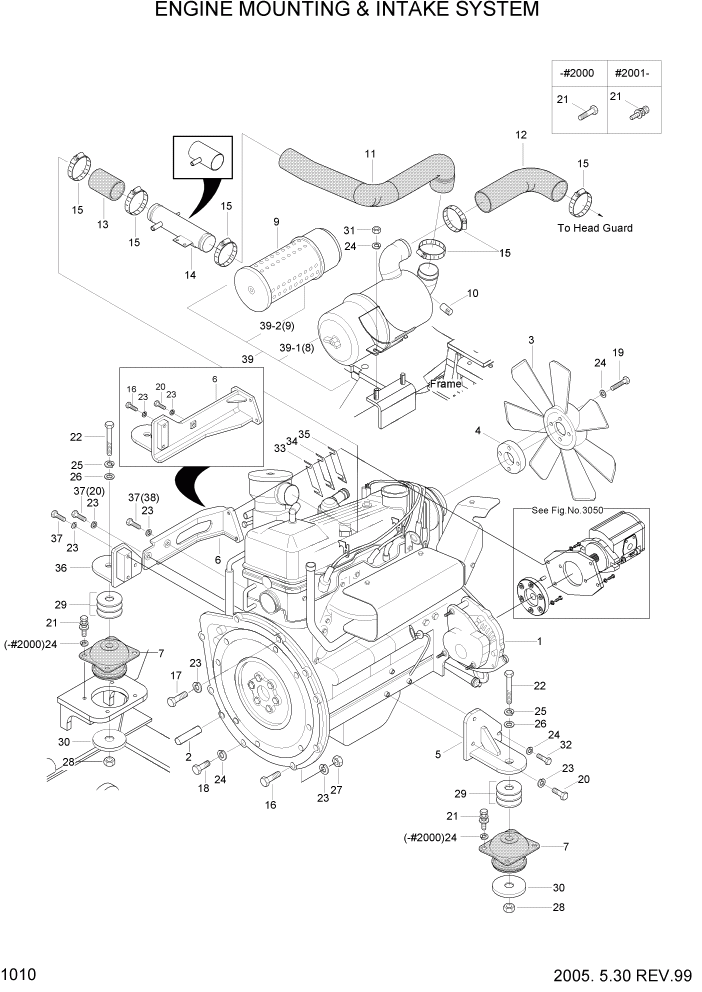 Схема запчастей Hyundai HLF15/HLF18-2 - PAGE 1010 ENGINE MOUNTING & AIR INTAKE SYSTEM СИСТЕМА ДВИГАТЕЛЯ