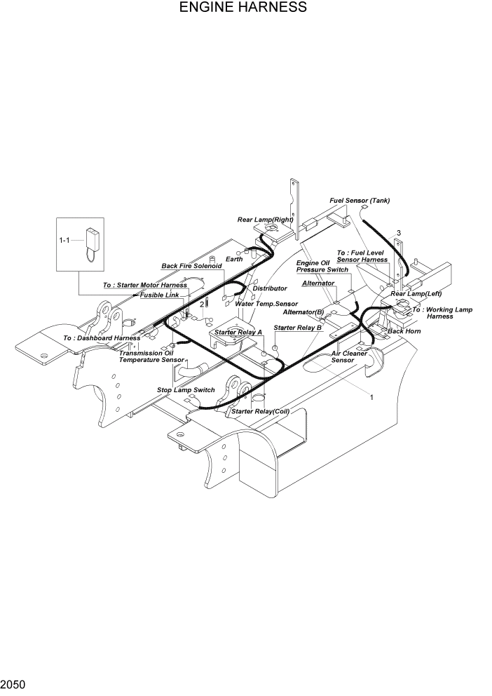 Схема запчастей Hyundai HLF15/HLF18-2 - PAGE 2050 ENGINE HARNESS ЭЛЕКТРИЧЕСКАЯ СИСТЕМА