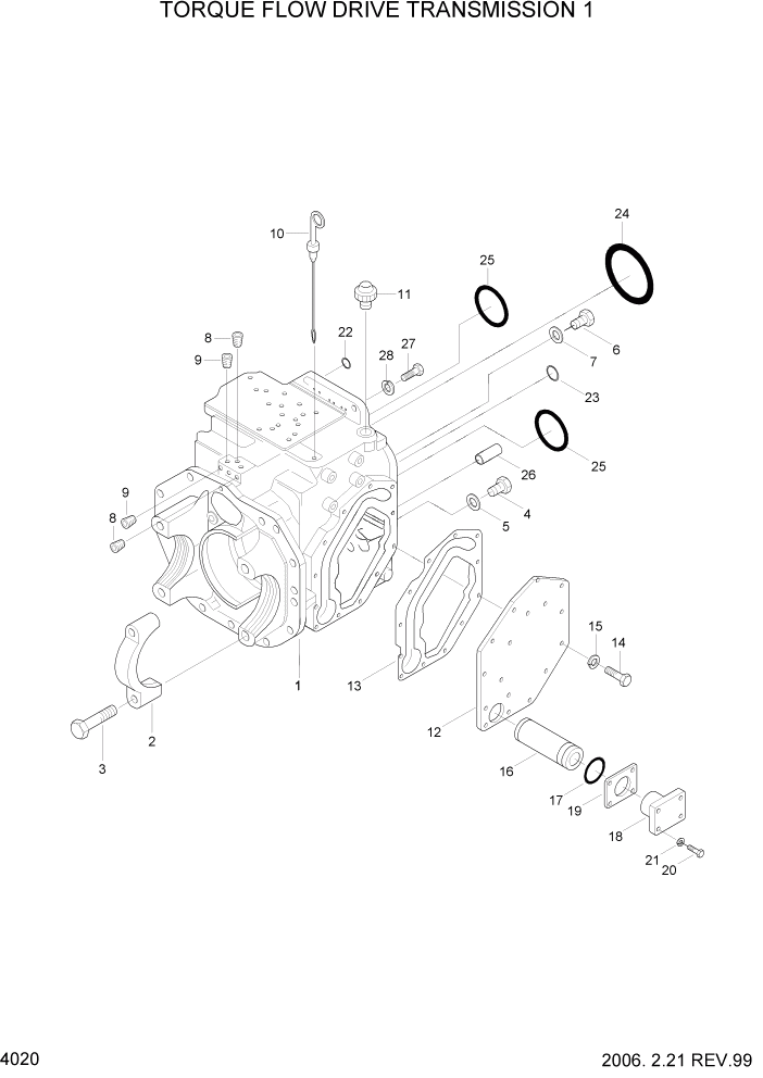 Схема запчастей Hyundai HLF15/HLF18-2 - PAGE 4020 TORQUE FLOW DRIVE TRANSMISSION 1 СИЛОВАЯ СИСТЕМА