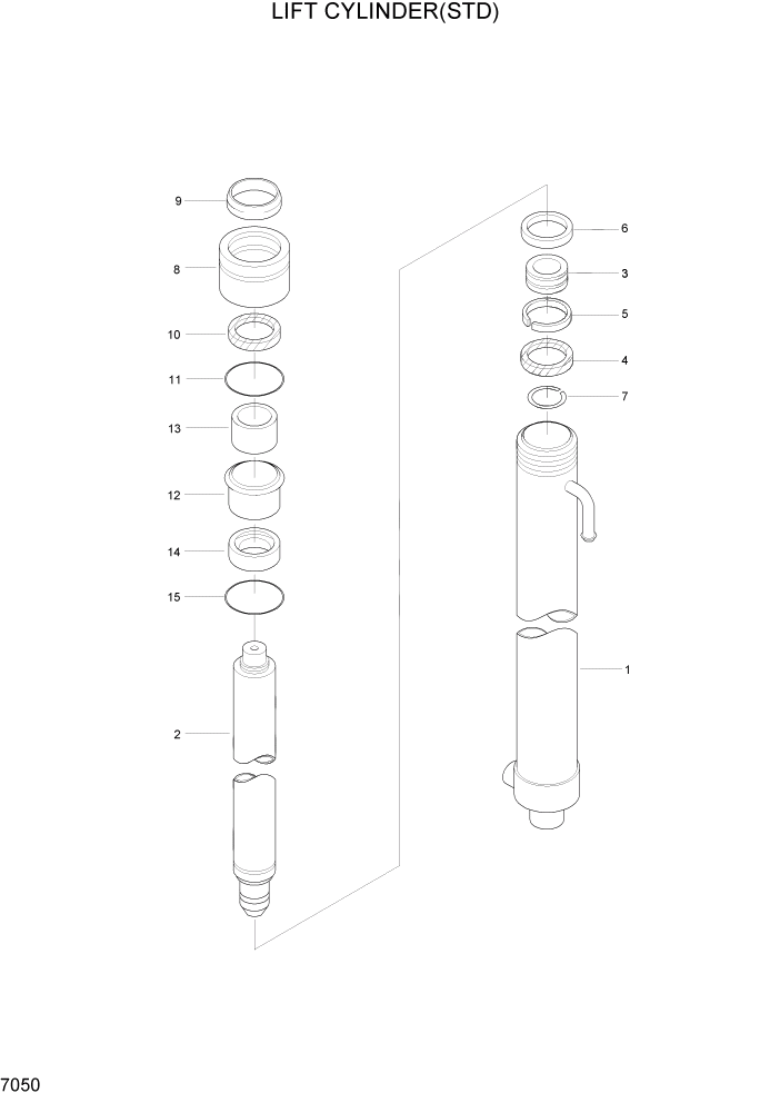 Схема запчастей Hyundai HLF15/HLF18-2 - PAGE 7050 LIFT CYLINDER(STD) РАБОЧЕЕ ОБОРУДОВАНИЕ