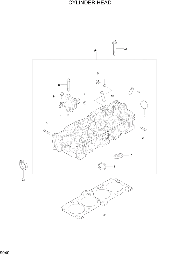 Схема запчастей Hyundai HLF15/HLF18-2 - PAGE 9040 CYLINDER HEAD ДВИГАТЕЛЬ БАЗА